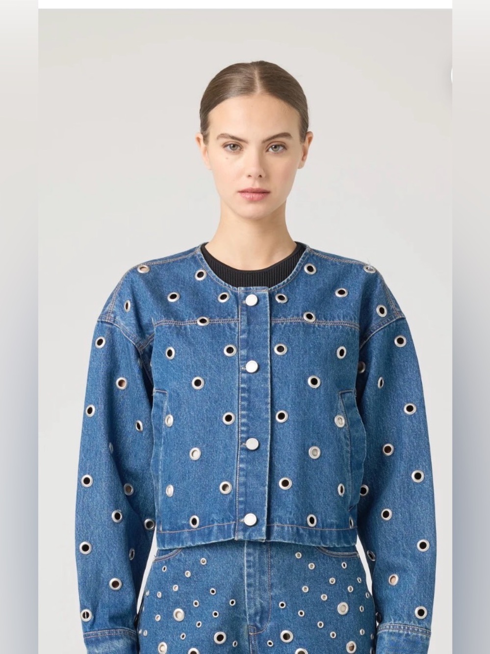 BLANK NYC SILVER DREAMS JACKET IN MEDIUM BLUE - Picture 3 of 4